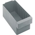 Quantum Storage Systems 20 lb Shelf Storage Bin, High Impact Polystyrene, 5-9/16 in W, 4-5/8 in H, 11-5/8 in L, Gray, 6 PK K-QED601GY-6